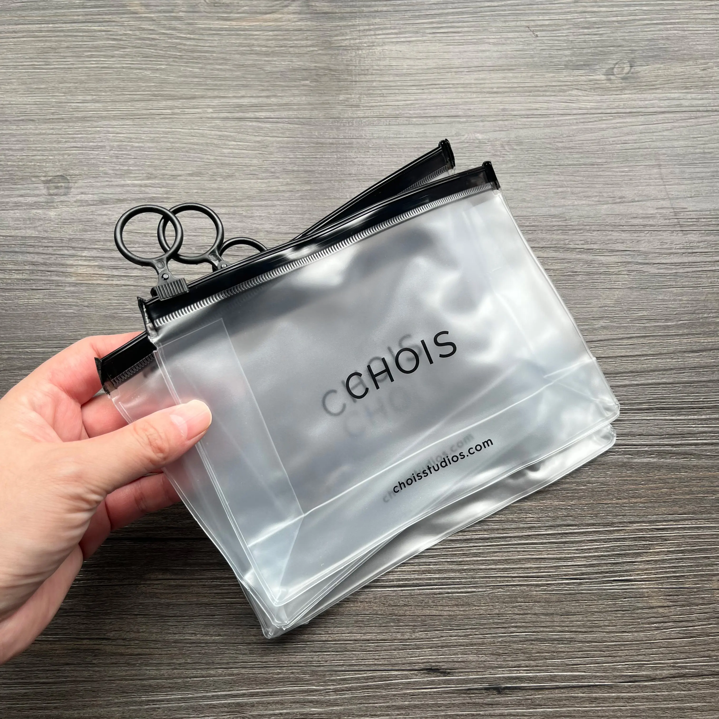 Custom Waterproof Clear Frosted Bag PVC Zipper Bag With Logo Printed