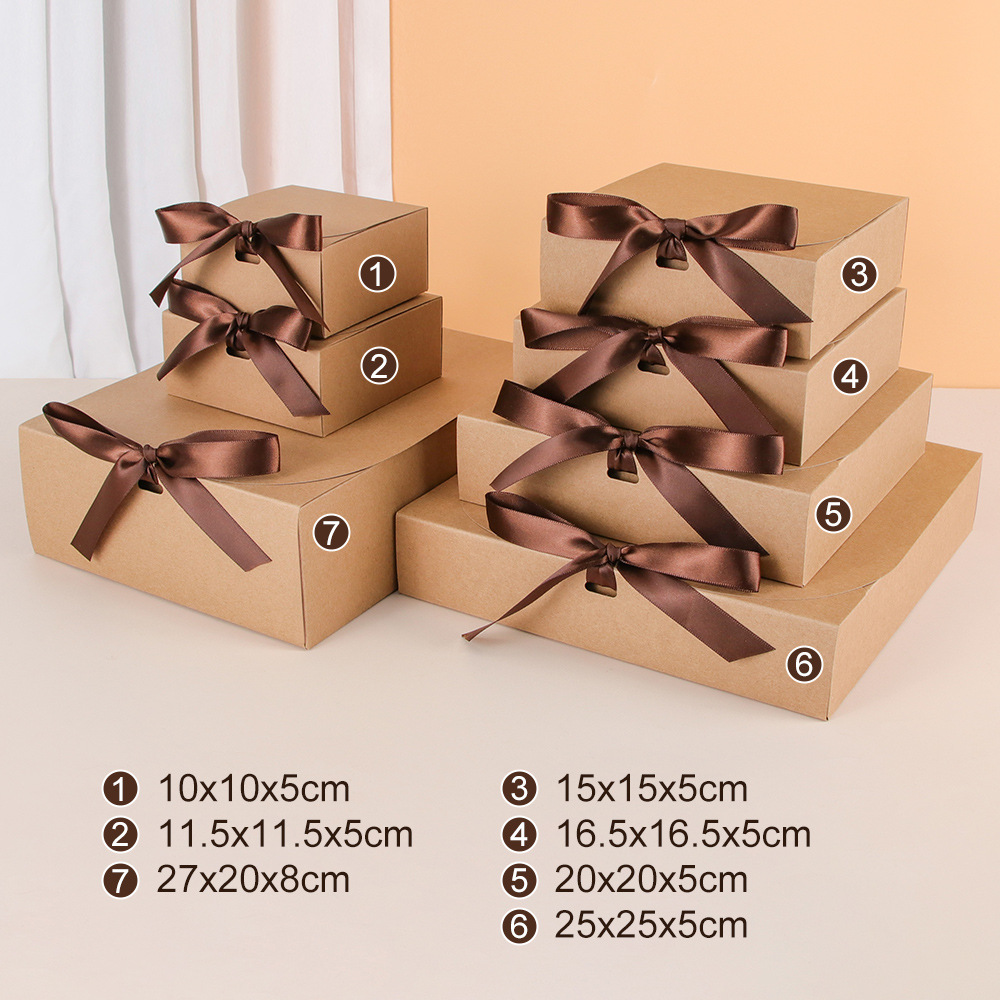 10x10x5cm 20x20x5cm custom logo folding paper box bowknot gift box with ribbon