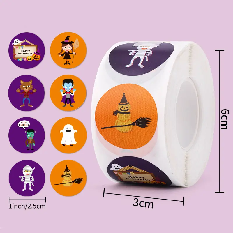 Custom Halloween Holiday Stickers Gift Packaging Label Sticker Rolls For Small Business