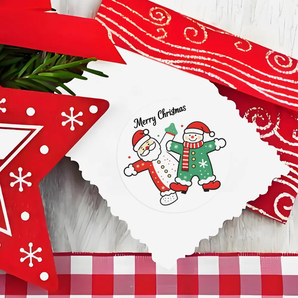 1inch/2.5cm diameter round Christmas sticker rolls for gift packaging