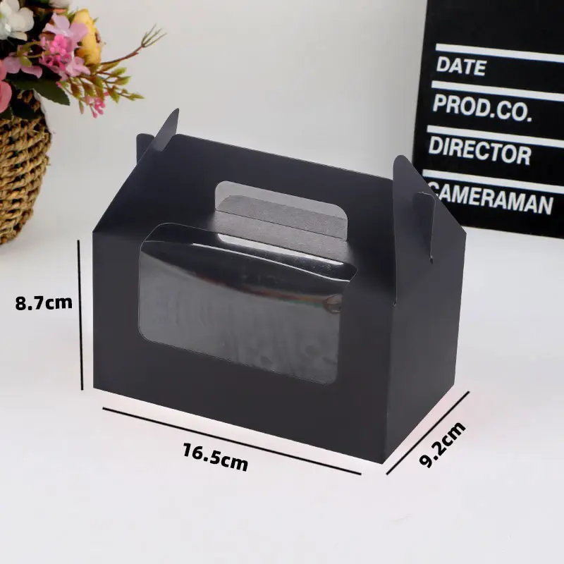 Wholesale cupcake take-out paper box packaging handle boxes for small business