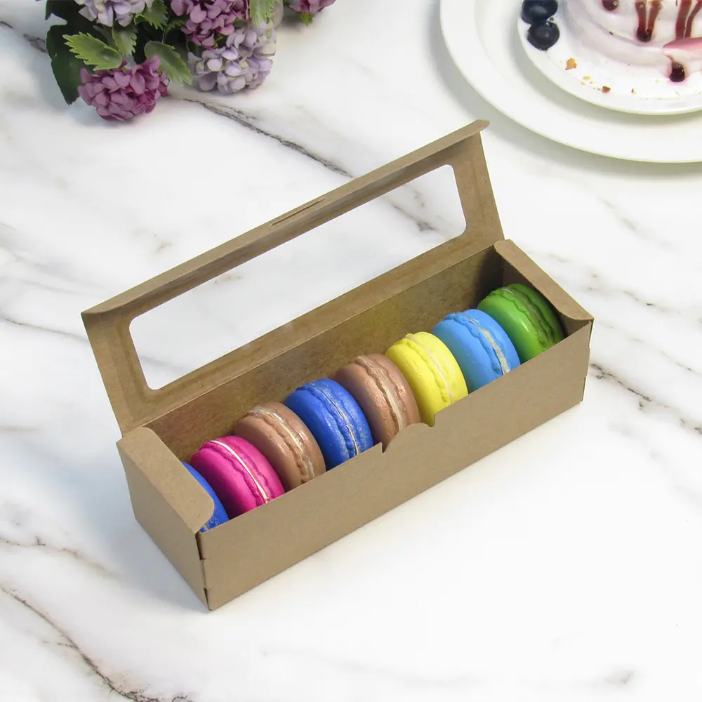 Customized macaron packaging kraft box with window