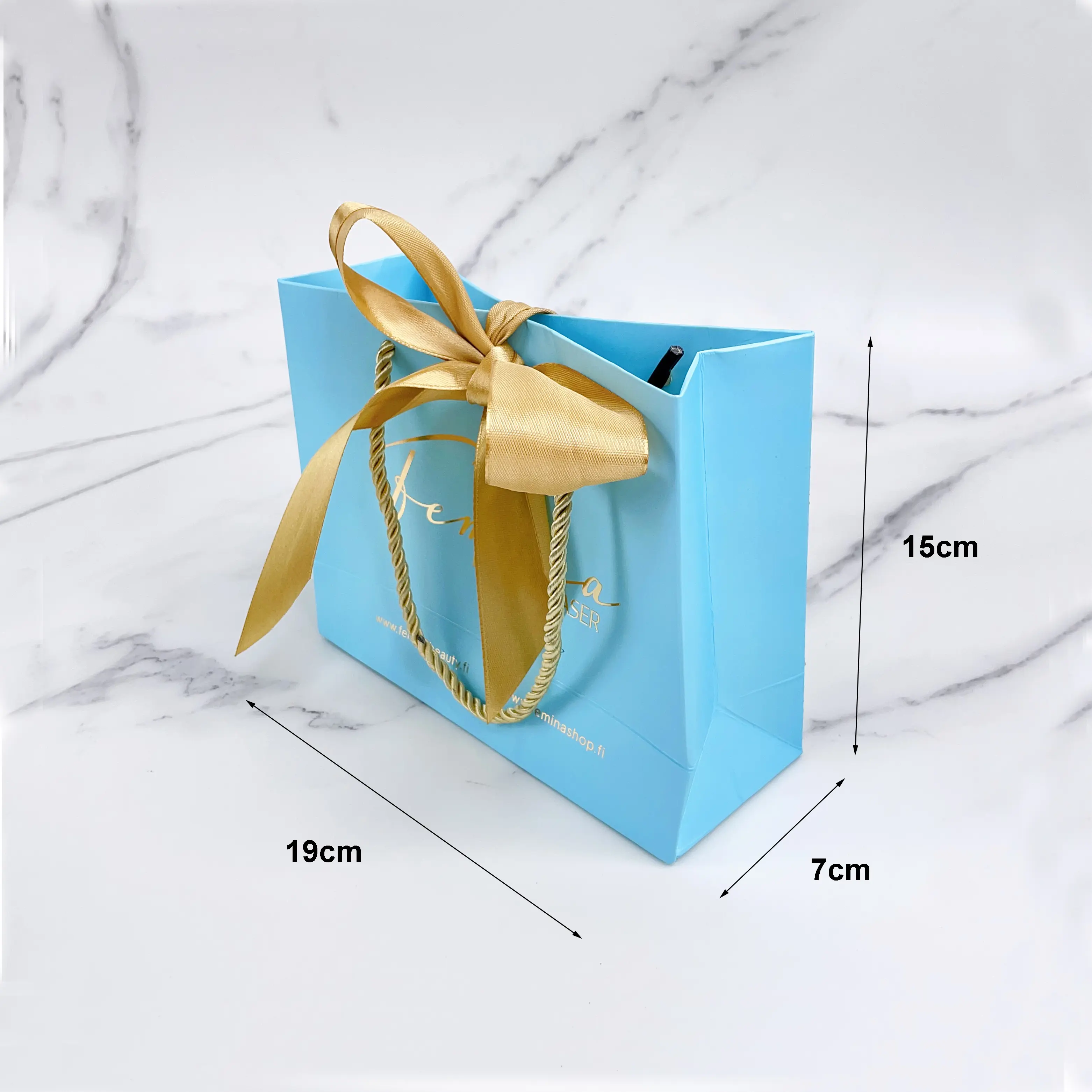 Luxury ribbon bowknot paper shopping bag with logo