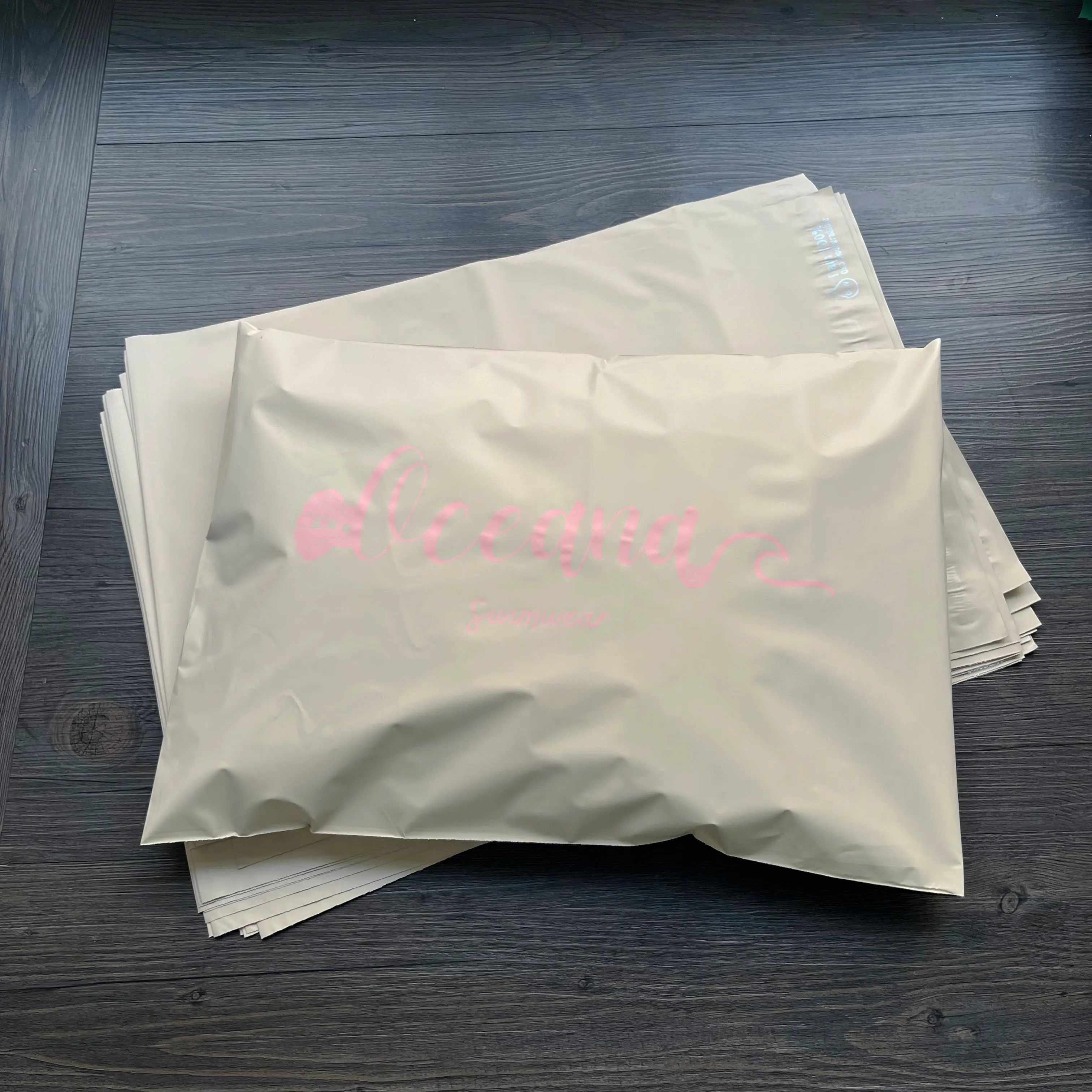 10x13inch Peach/Beige Shipping Bags With Logo C...