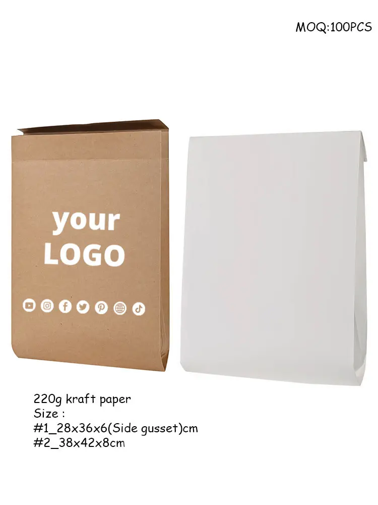 Custom logo brown kraft paper envelopes with self adhesive tape
