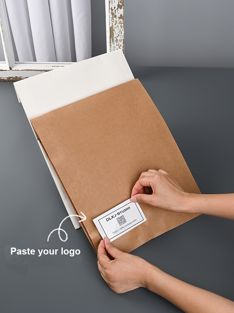 Custom logo brown kraft paper envelopes with self adhesive tape