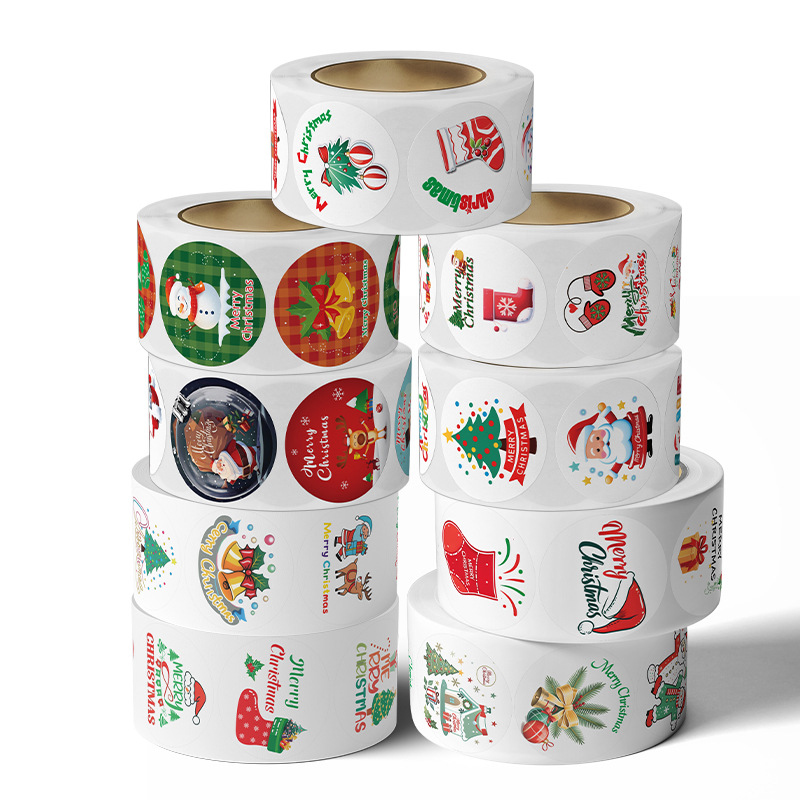 1inch/2.5cm diameter round Christmas sticker rolls for gift packaging