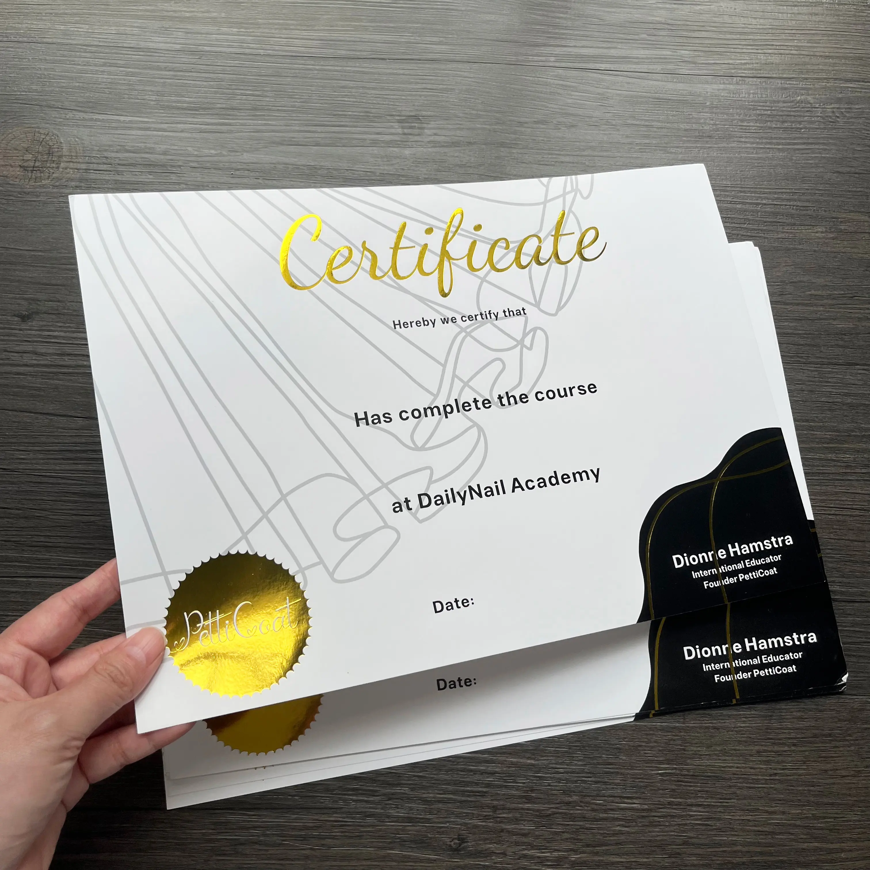 Customized Foil A3 Size Certificate Business Thank You Cards