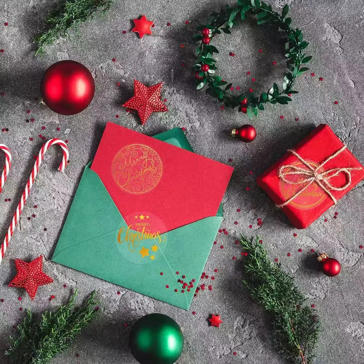 Christmas custom transparent round pvc sticker with gold foil logo printed