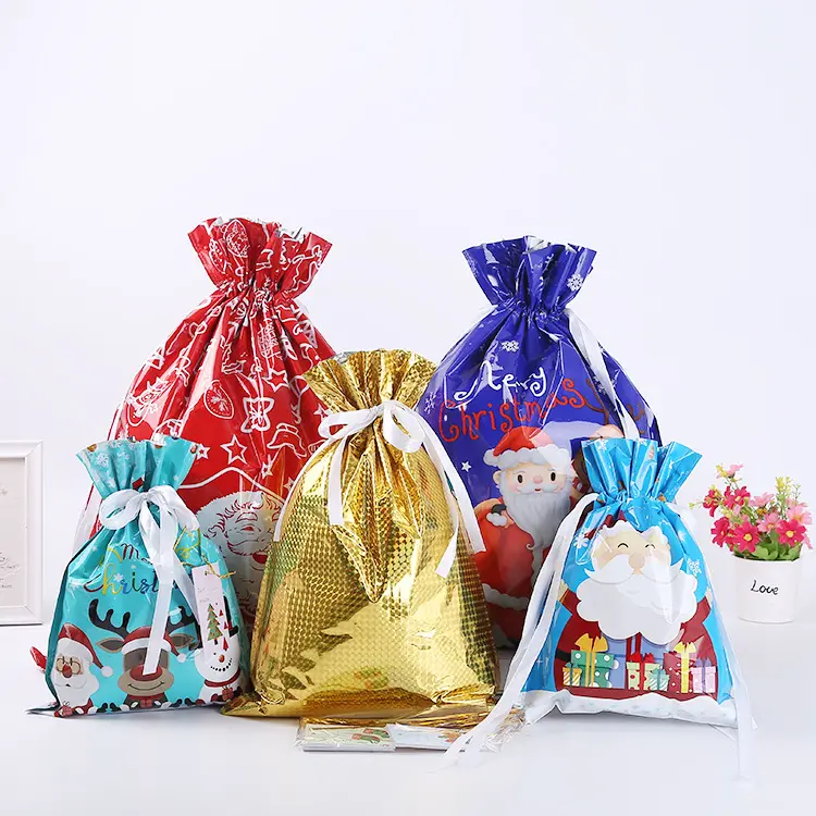 High quality waterproof drawstring bag customisable designer drawstring bags custom string backpack for Christmas