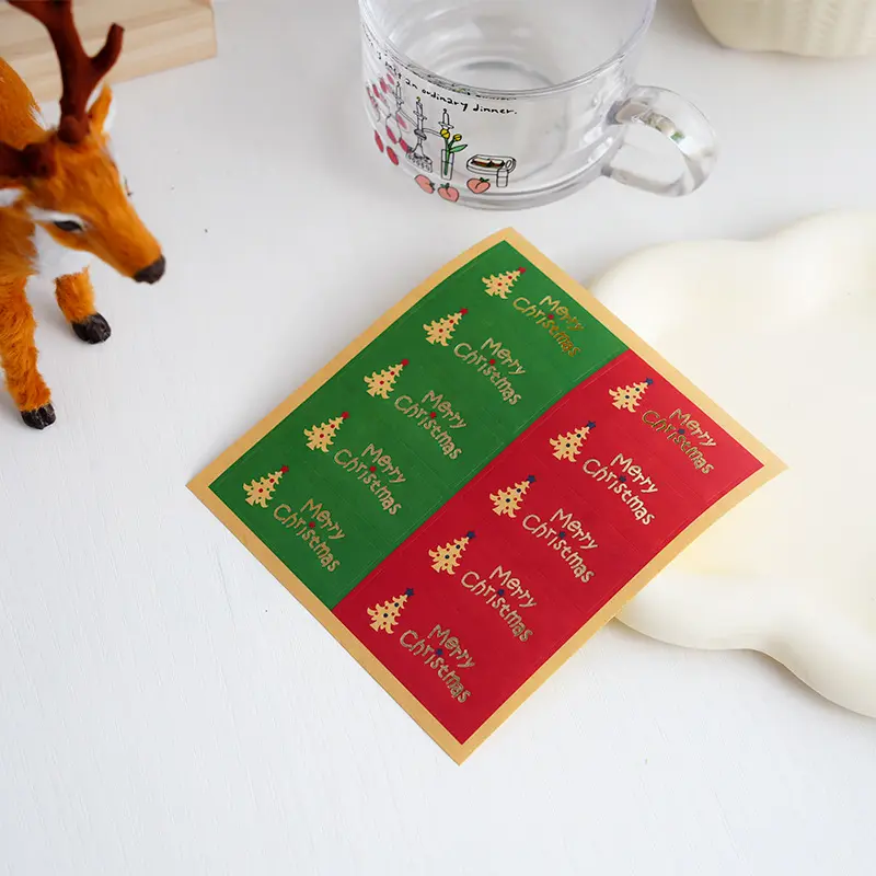 Merry christmas custom label sticker thank you stickers packs for food