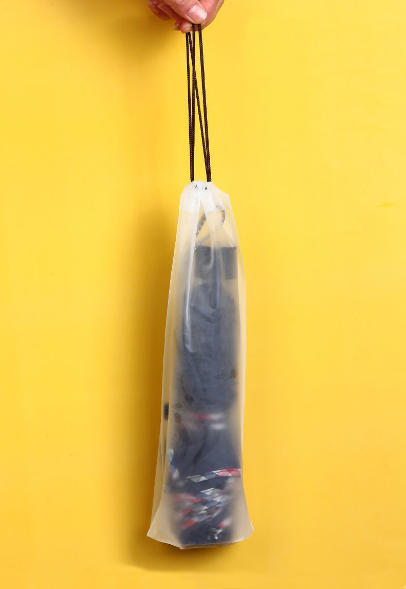 Long style waterproof plastic drawstring bag with logo printed