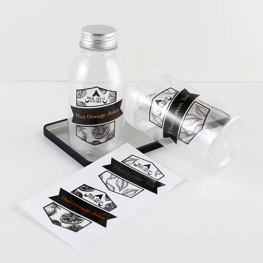 Waterproof Custom Color Printing Logo Synthetic Paper Food Sticker Bottle Label Packing Label
