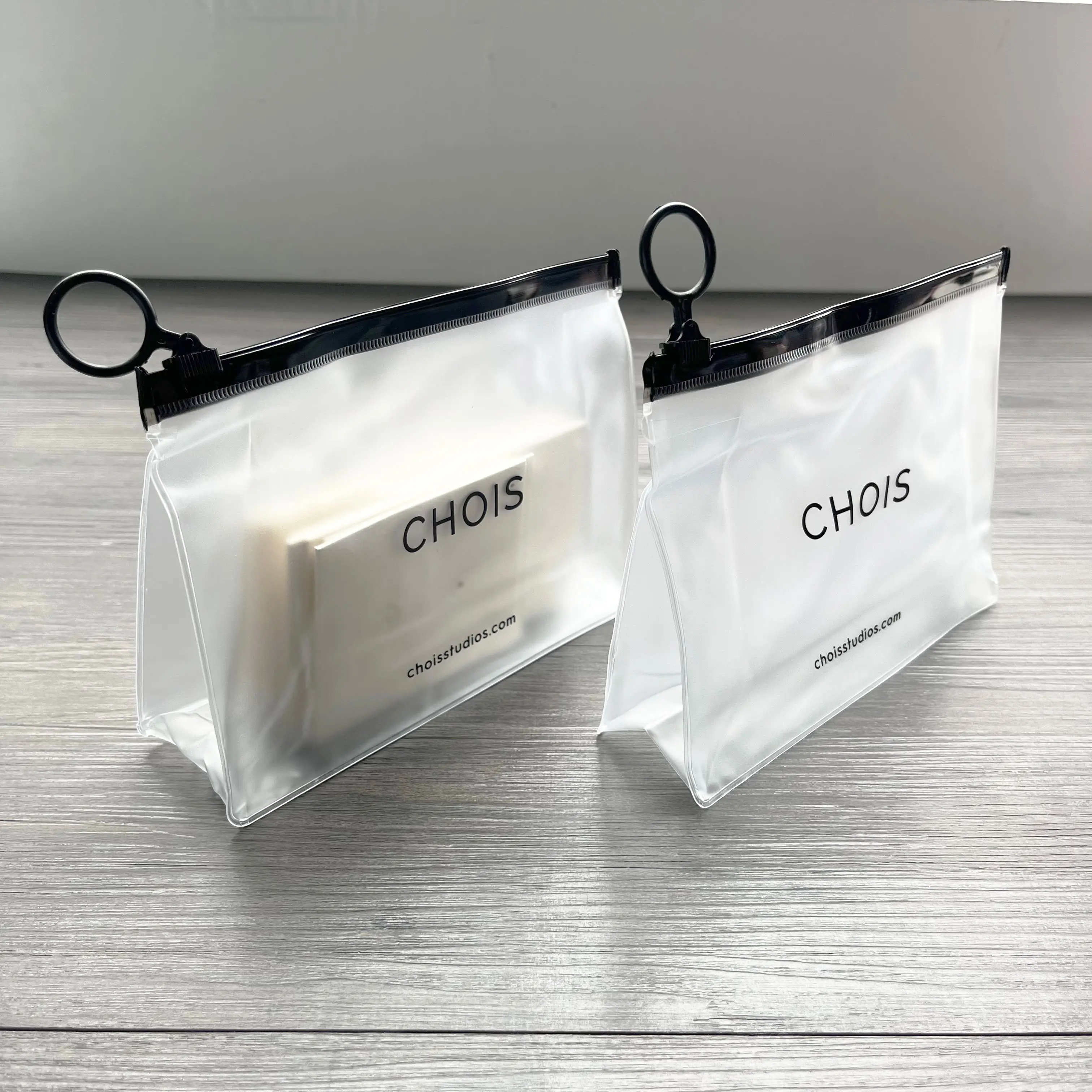 Custom Waterproof Clear Frosted Bag PVC Zipper Bag With Logo Printed