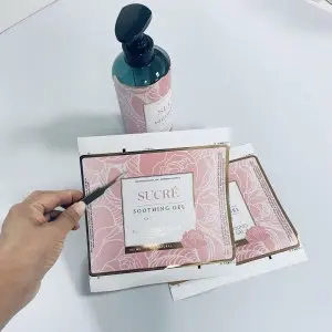 Luxury custom gold foil logo label sticker for cosmetics