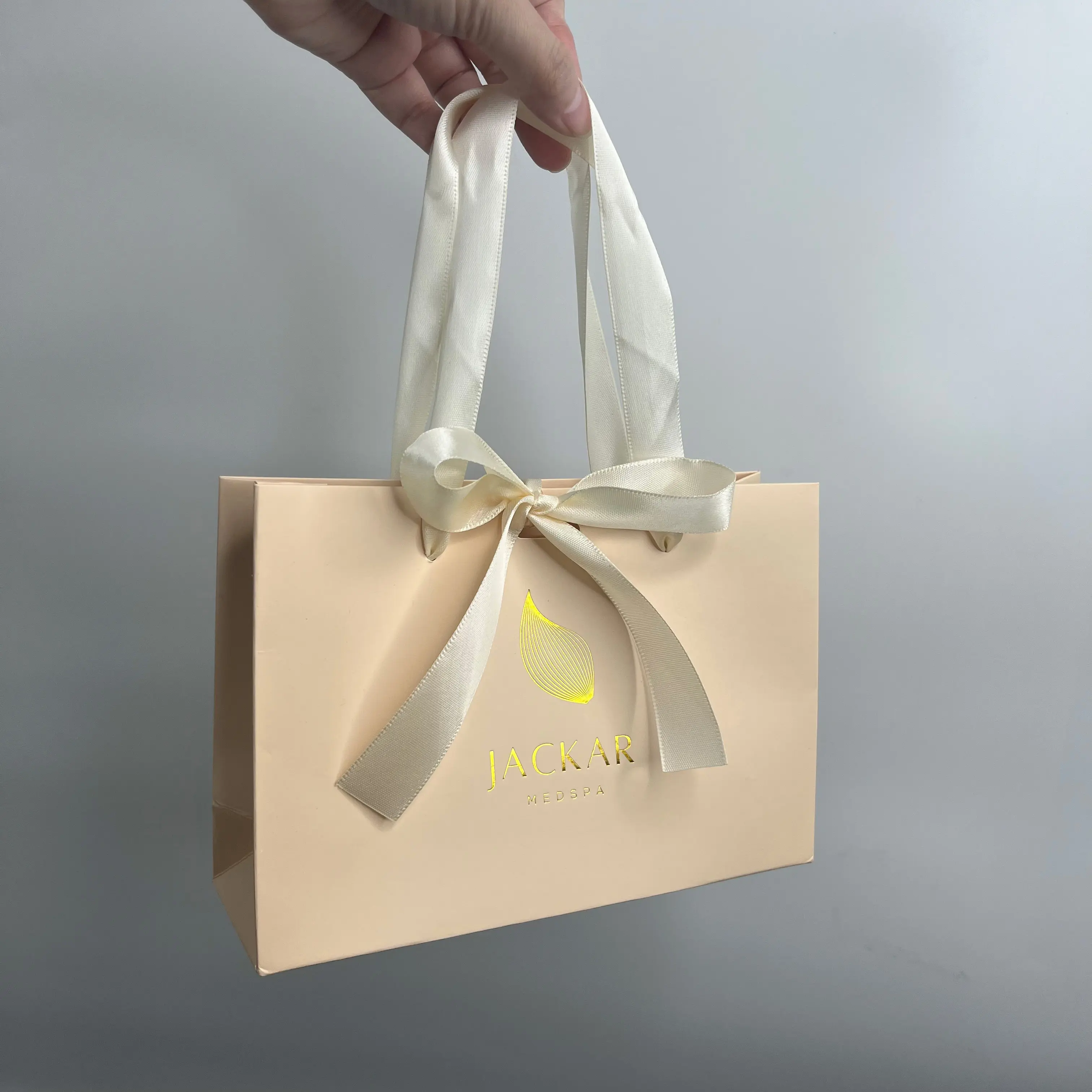 Custom Logo Peach Paper Gift Bag For Jewelry Business