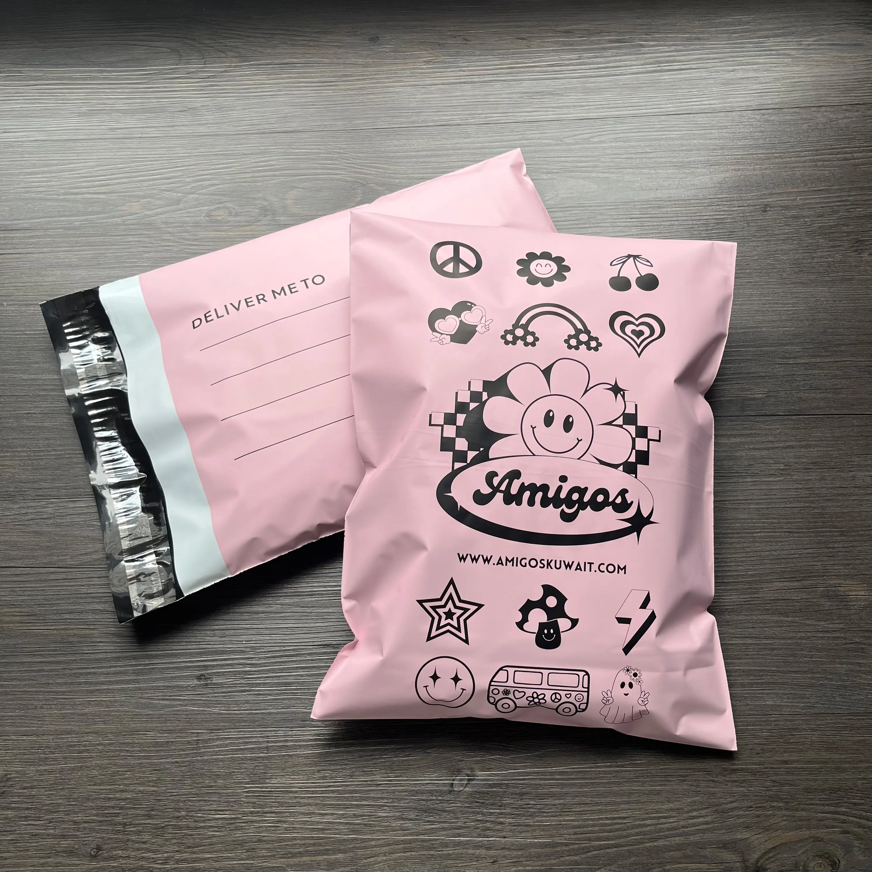 Matte pink poly mailer express shipping bags with logo custom